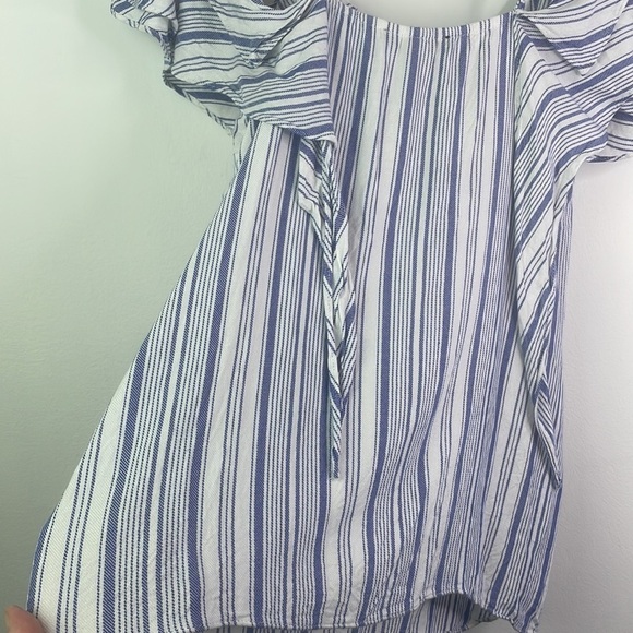 Supply & Demand Size Medium Blue & White Off the Shoulder Swing Top with Strap - Picture 9 of 10